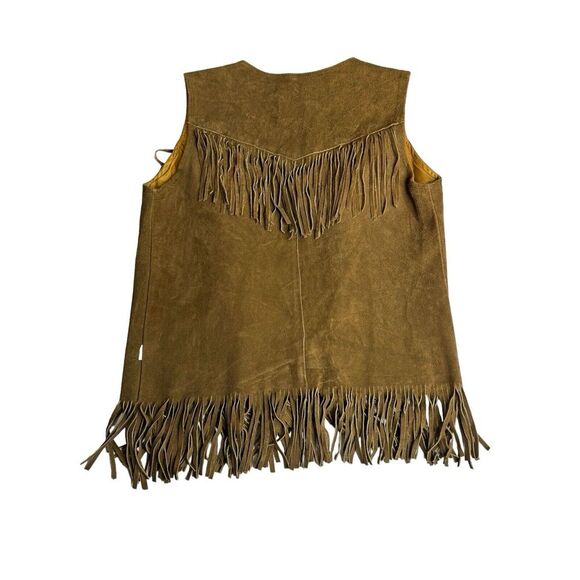 Vintage Pioneer Wear Womens Size 14 Brown Suede Leather Fringe Vest Western - Picture 4 of 6